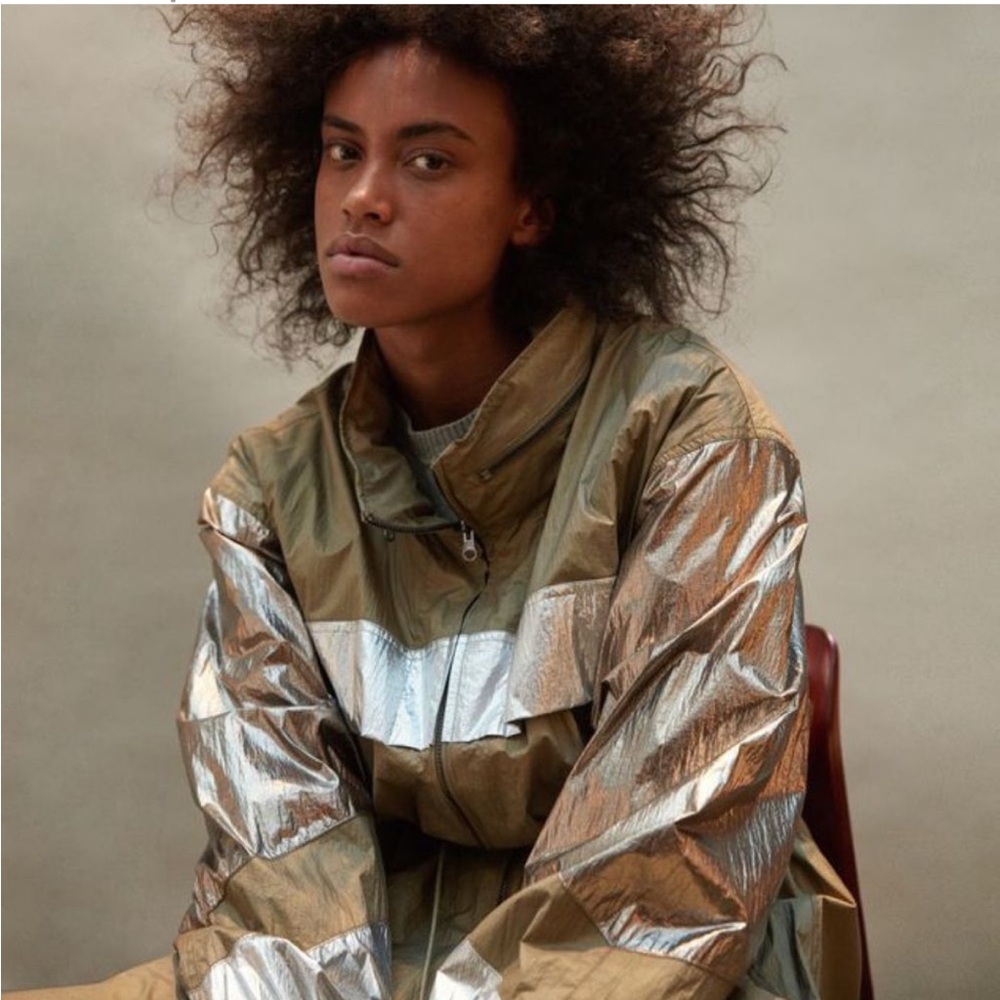 Isabel Marant Metallic Gold/bronze/ khaki Hooded WindbreakerJacket